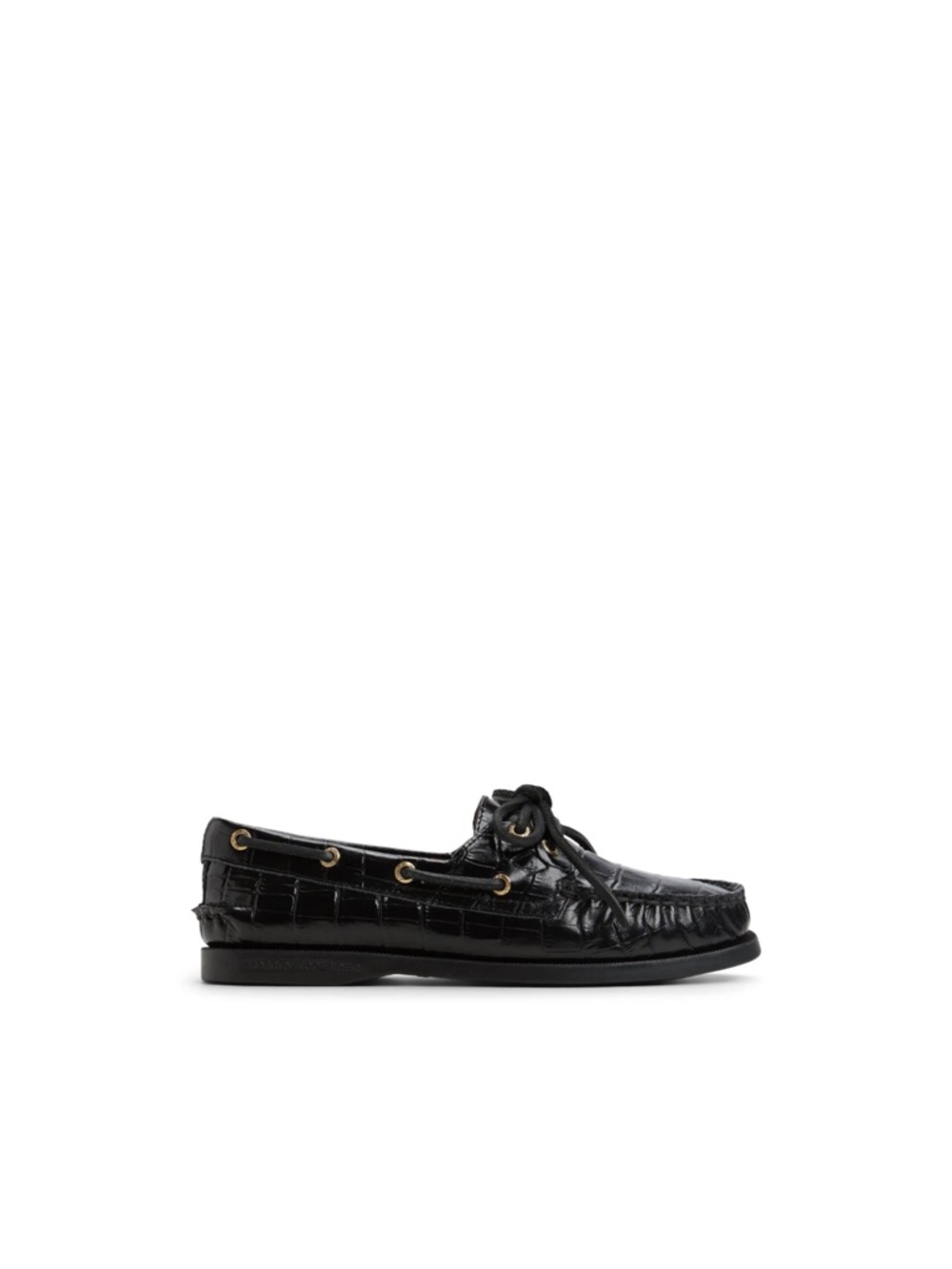 Sperry Women’s Black Croc-Embossed Leather Boat Shoe